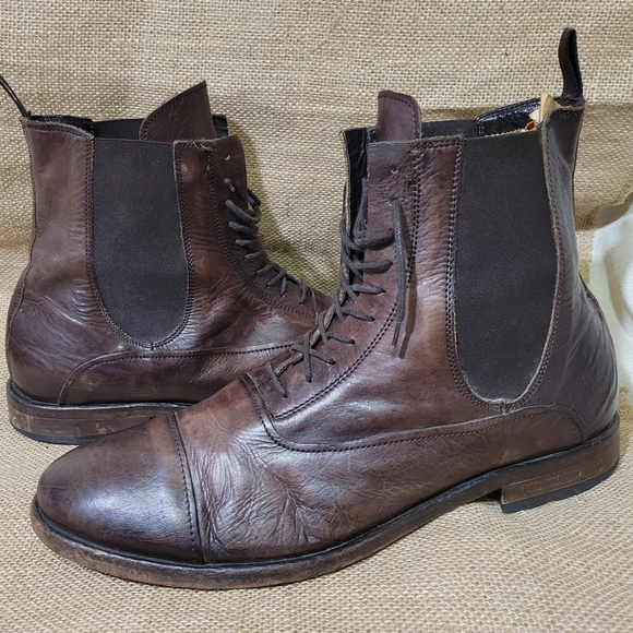 Kenneth Cole Brown Leather Rebound Lace up boot size 11.5 Made In Italy - Picture 2 of 13